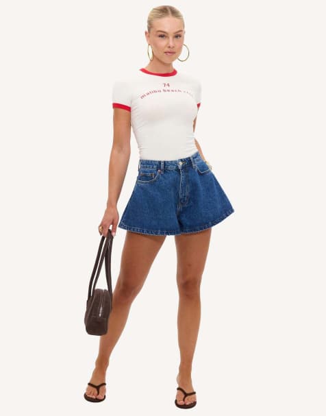 Loavies Sunlit secrets short-sleeve top with red details in offwhite - view 1