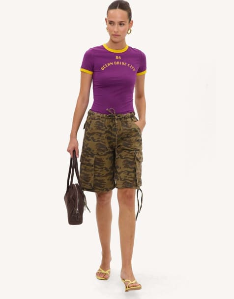 Loavies Sunlit secrets short-sleeved shirt with yellow details in purple - view 1