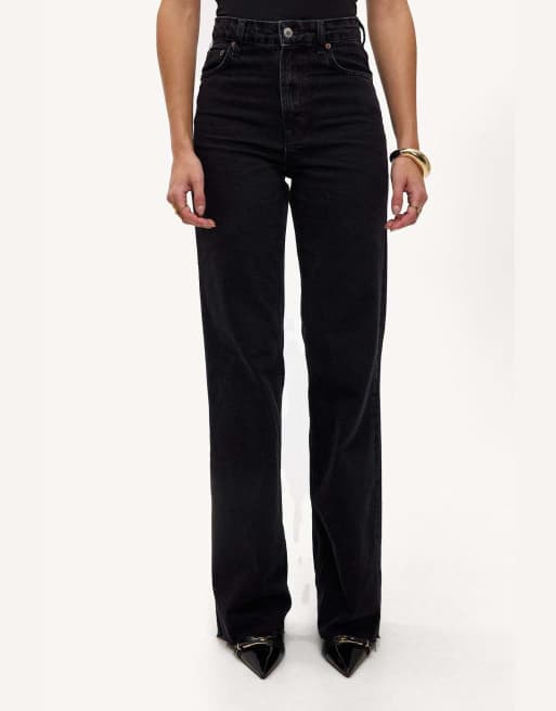 Loavies The straight fit ruffle straight jeans in black, 3 of 4