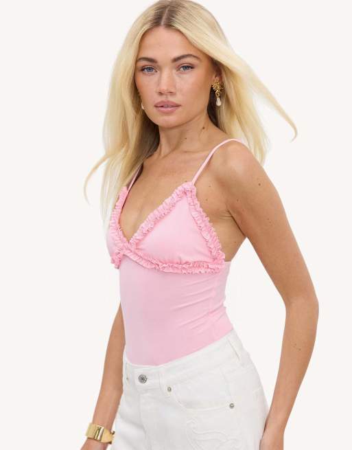 Loavies Universe is yours ruffled bodysuit in light pink, 3 of 4