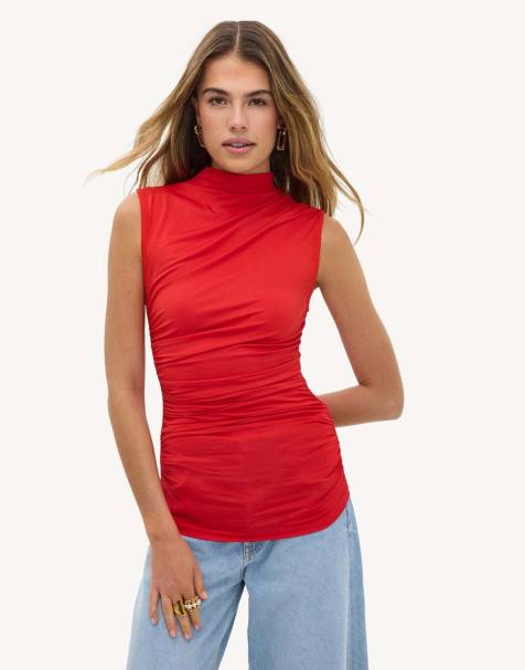 Loavies Velvet embrace turtleneck top in red - view 1