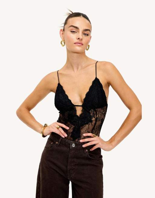 Loavies Victory in love lace bodysuit in black, 3 of 3