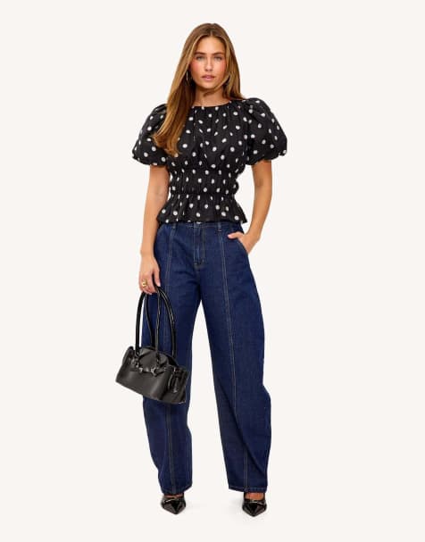 Loavies Vivid love cinched top with polka dots in black - view 1