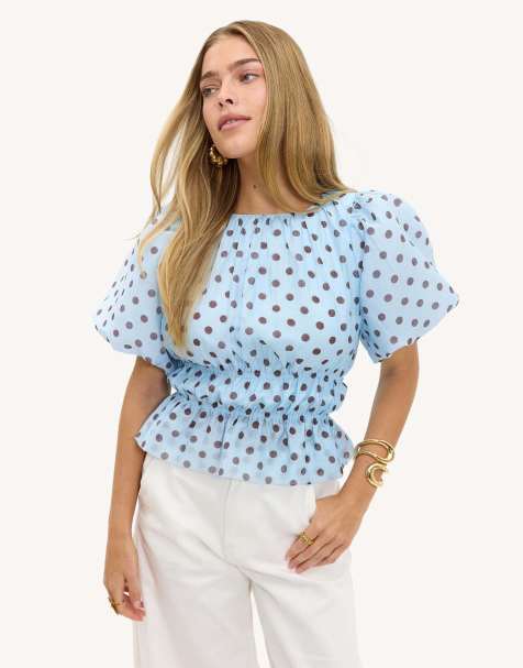 Loavies Vivid love polka dot top in light blue