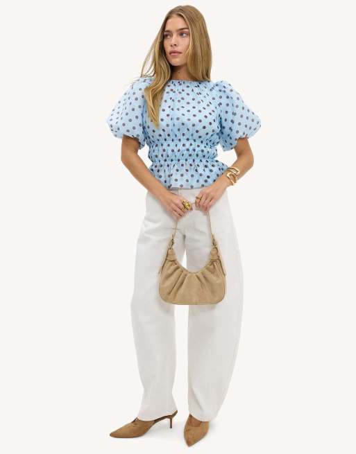 Loavies Vivid love polka dot top in light blue, 2 of 4