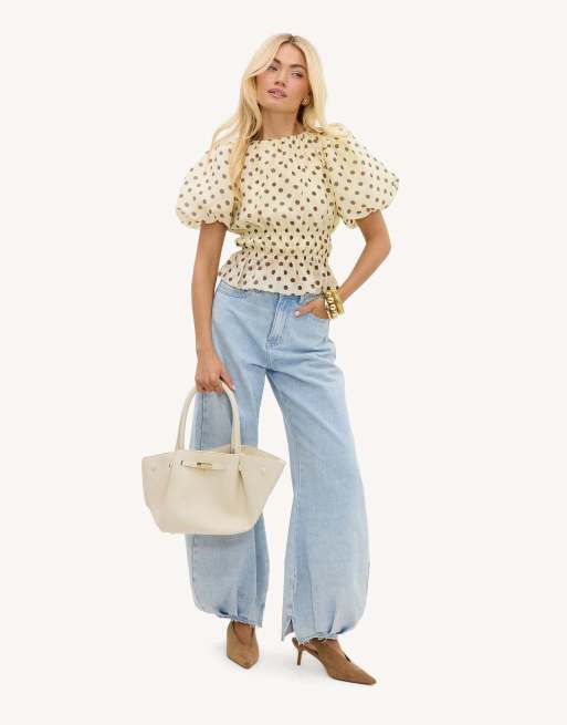 Loavies Vivid love polka dot top in light yellow, 2 of 4