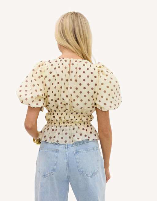 Loavies Vivid love polka dot top in light yellow, 4 of 4