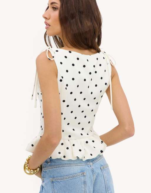 Loavies Vivid love white polka-dot top in offwhite, 3 of 4