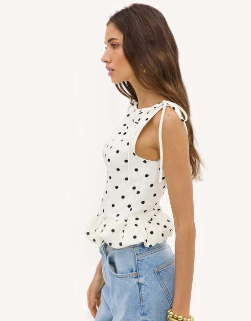Loavies Vivid love white polka-dot top in offwhite, 4 of 4