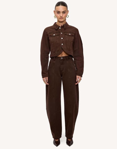 Loavies Walk slow, glow bright wide jeans in brown - view 1