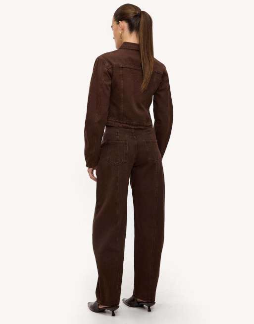 Loavies Walk slow, glow bright wide jeans in brown, 2 of 4