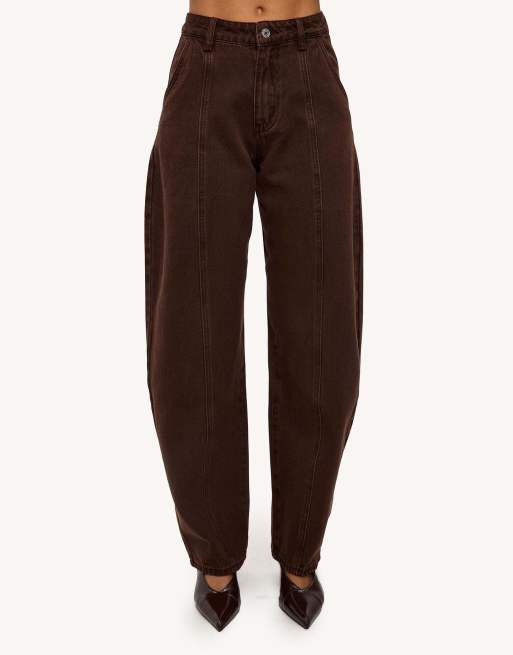 Loavies Walk slow, glow bright wide jeans in brown, 3 of 4