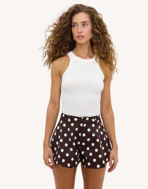 Loavies Whimsical fantasty shorts with polka dots in brown - view 1