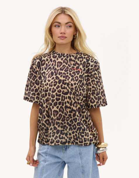 Loavies Wild and free brown short-sleeved shirt with leopard print in brown - view 1