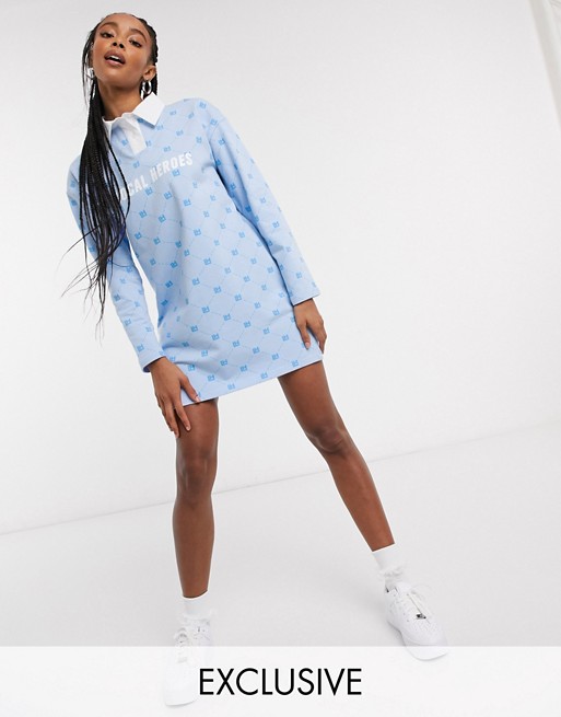 Local Heroes oversized polo dress in monogram print and front logo