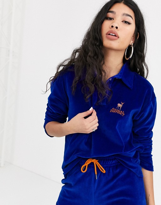 Local Heroes polo sweatshirt with embroidery in velvet