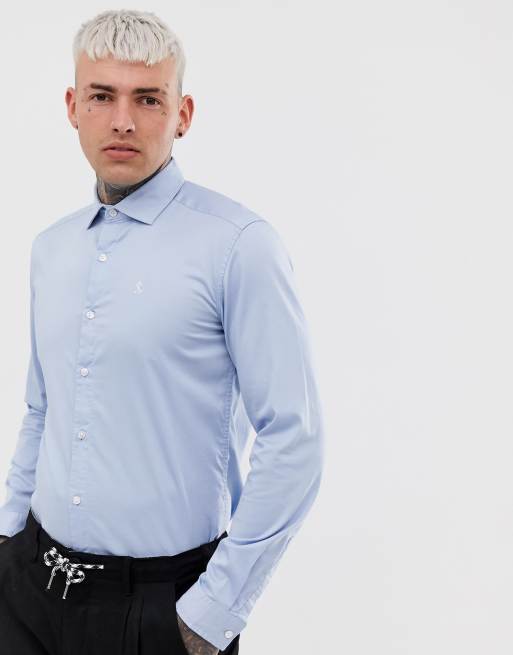 Lockstock - Camicia skinny blu con logo