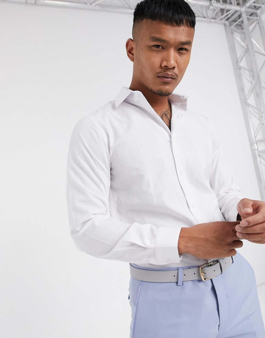 Lockstock - Charter - Hvid stribet skjorte med spids krave