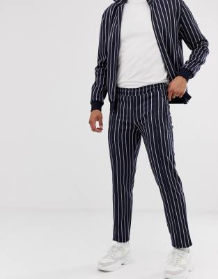 Lockstock co-ord slim trouser with stripe-Navy