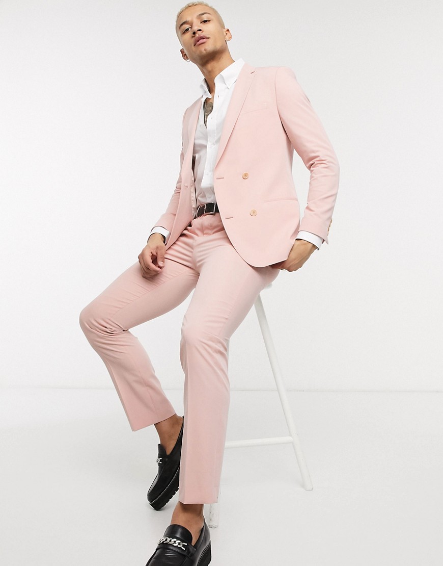 Lockstock slim fit suit trousers in dusty pink