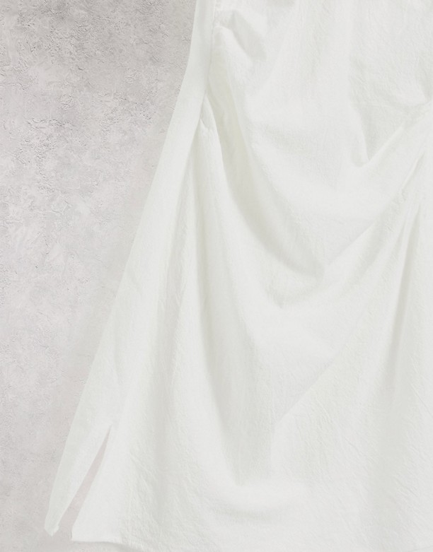  Wysyłka Lola May – Biała sukienka mini z dekoltem w kształcie litery V i zbieraną talią Biały