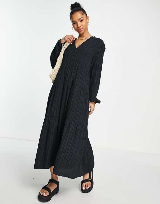 Black button up maxi sales dress