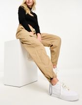 COLLUSION Unisex 90s baggy fit cargo trouser in khaki
