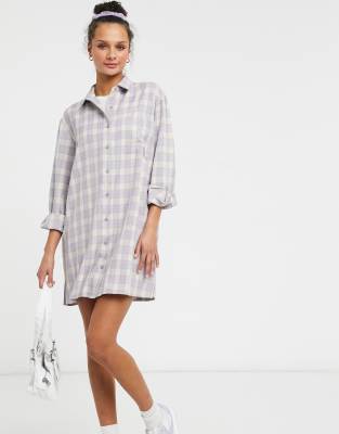 Lola May check shirt dress in purple