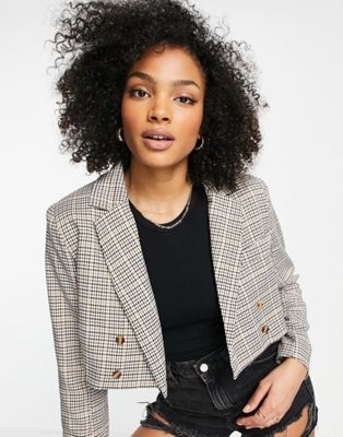 Lola May checked co-ord cropped blazer