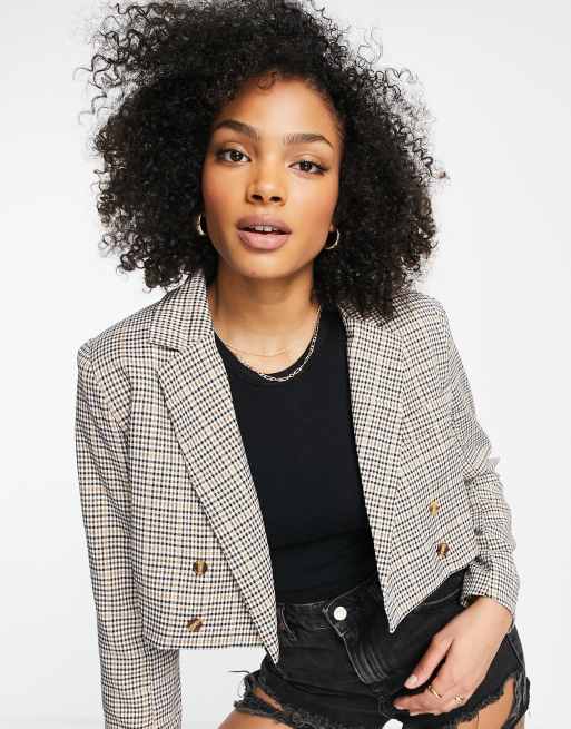 Lola May checked co-ord cropped blazer 