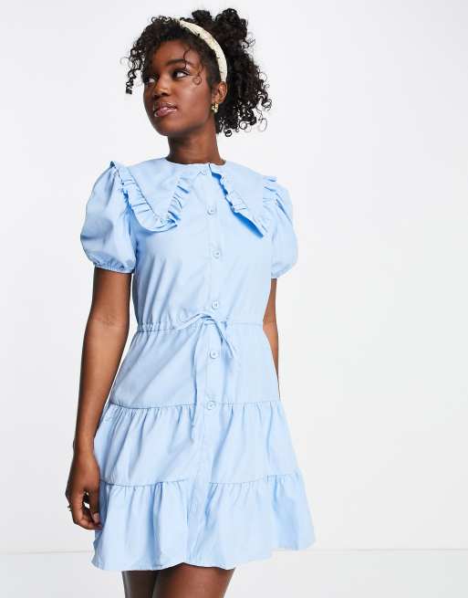 Blue collared dress best sale