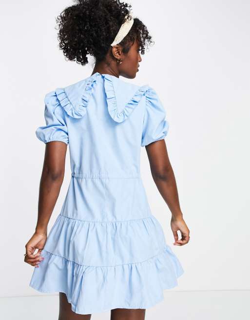 Lola May collared mini dress in blue, 2 of 4