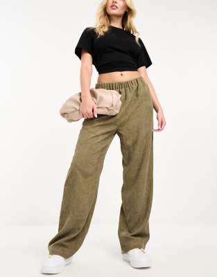 Lola May Lola May cord trouser in light khaki-Green