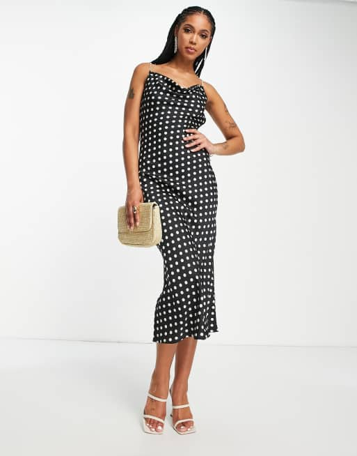 Zara polka dot 2024 cowl neck dress