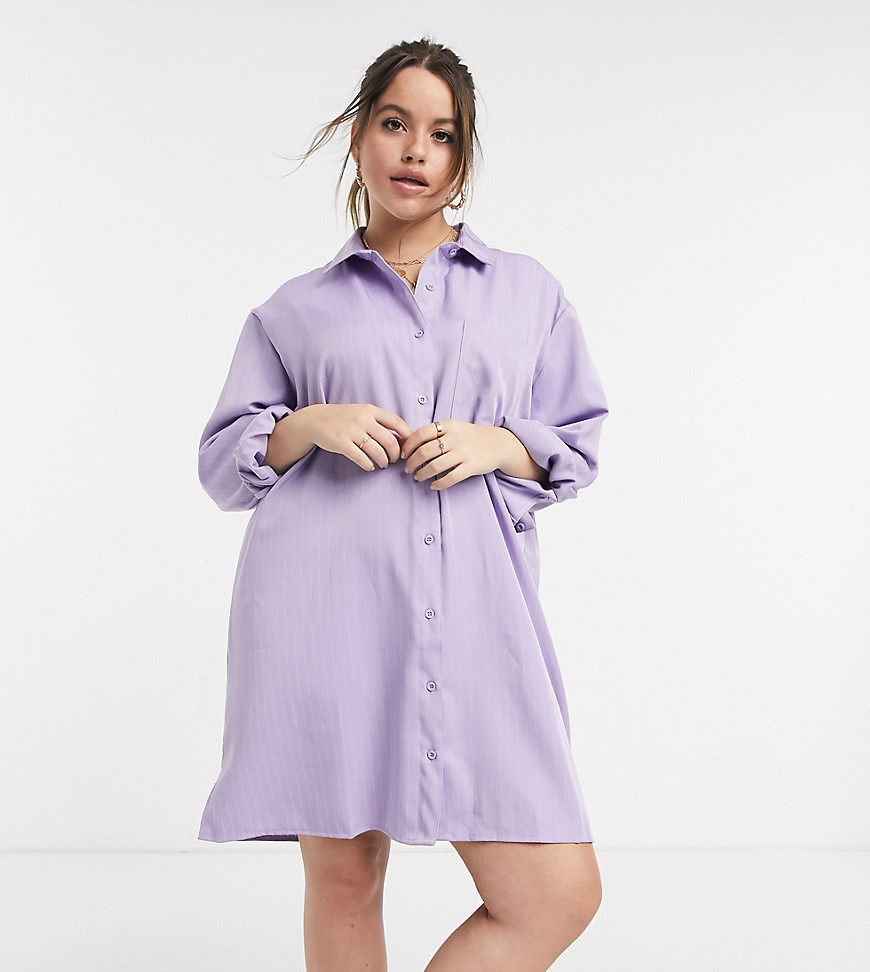 Lola May Curve shirt dress in lilac-Purple