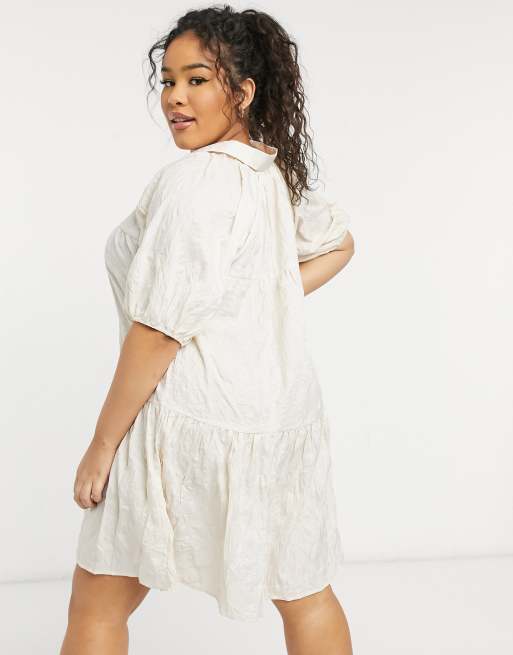 Lola May Curve smock dress in cream, 2 of 4