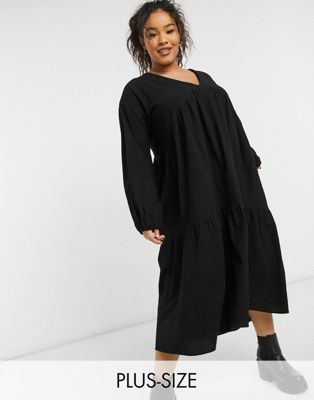 Lola May Curve tiered smock dress in black - ASOS Price Checker