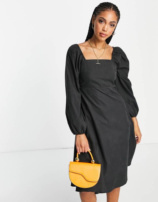 Lola May cut-out back detail midi dress in black