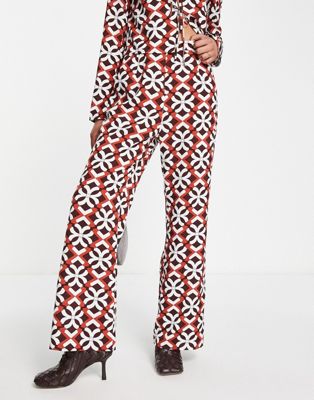Lola May fit and flare trousers co-ord in floral print
