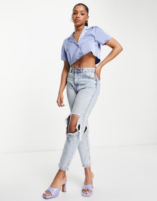 Lola May – Kastige, kurze Bluse in Dämmerung-blau, Kombiteil, 4 von 4
