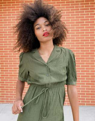 khaki green summer dress