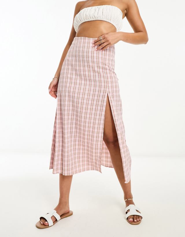 Lola May - midi skirt in pink check