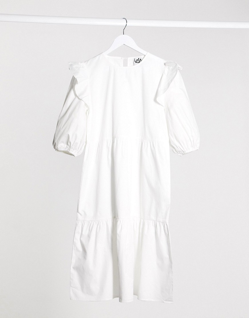 Lola May midi smock dress-White