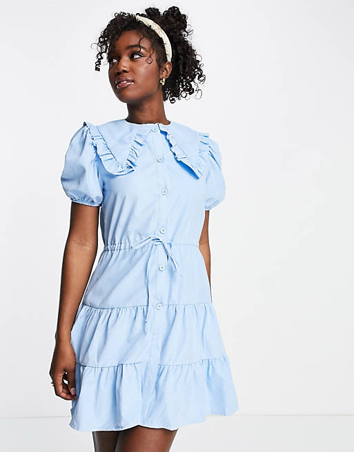 Lola May - Mini-jurk met kraagje in blauw