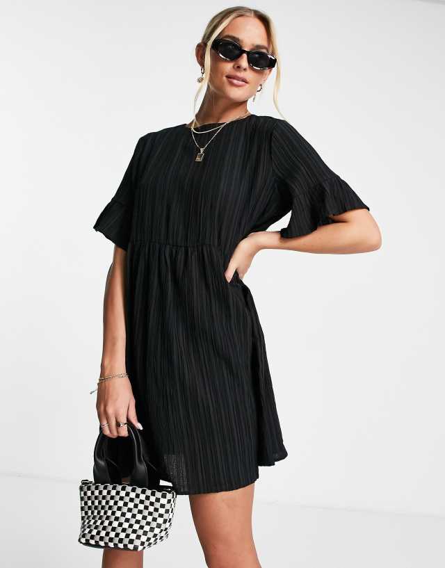 Lola May mini smock dress in black