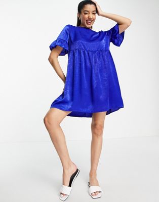 Lola May mini smock dress in cobalt blue