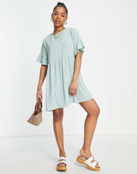 Lola May mini smock dress in sage - view 1