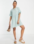 [Lola May] Lola May mini smock dress in sage-Green 8 Sage