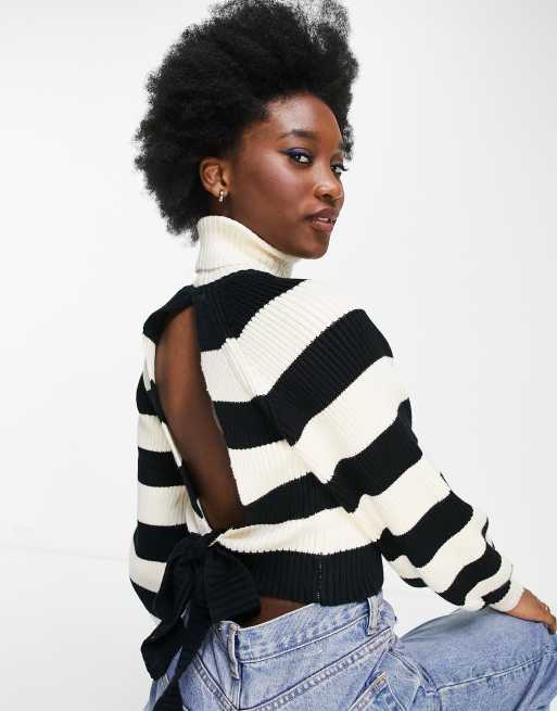 Lola May open tie back jumper in stripe