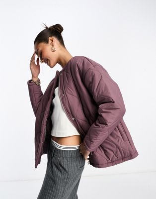 Lola May oversized quilted jacket in dusky lilac - ASOS Price Checker